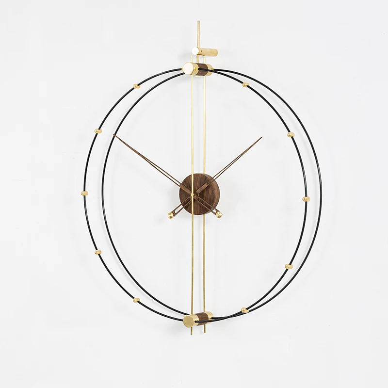 

Luxury Spain Wall Clock Metal Wood Creative Clocks Wall Art Gold Watch Silent for Living Room