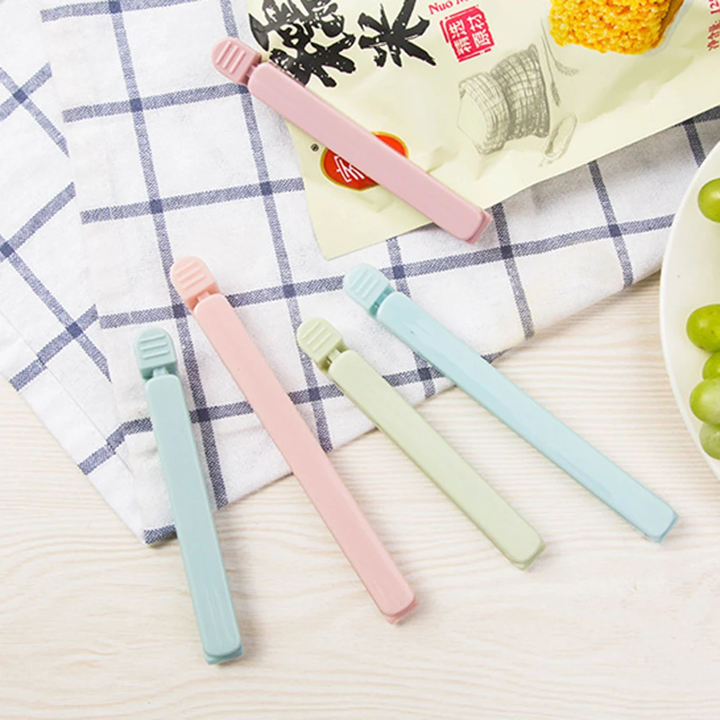 

5pcs Solid Color Slender Food Sealing Clip Snack Moisture-proof Plastic Bag Sealing Clips