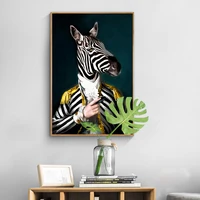abstract portrait canvas painting posters and prints wall art zebra head and human body pictures for living room decor cuadros