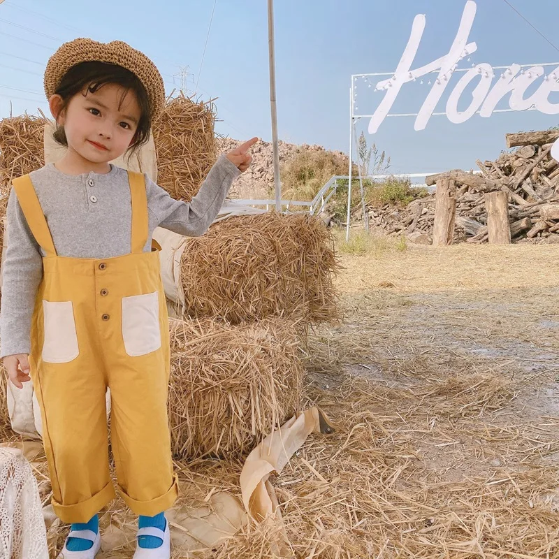 Весна 2020 Детские Свободные Комбинезоны унисекс детские штаны на подтяжках в