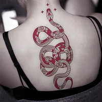 1pcs temporary tattoo stickers waterproof large size arm red black stickers snake for woman men body waist snake tattoos