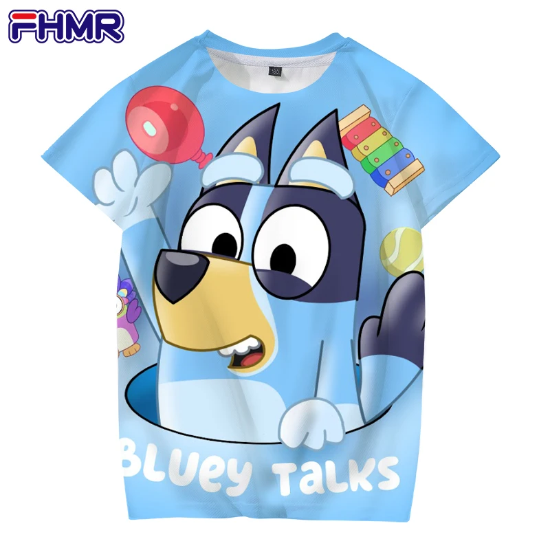 

Детская футболка Bluey из полиэстера, Милый Забавный 3d топ для девочек и мальчиков, мультяшный 3d Рисунок, 4, 5, 6, 7, 8, 9, 10, 11, 12, 13, 14