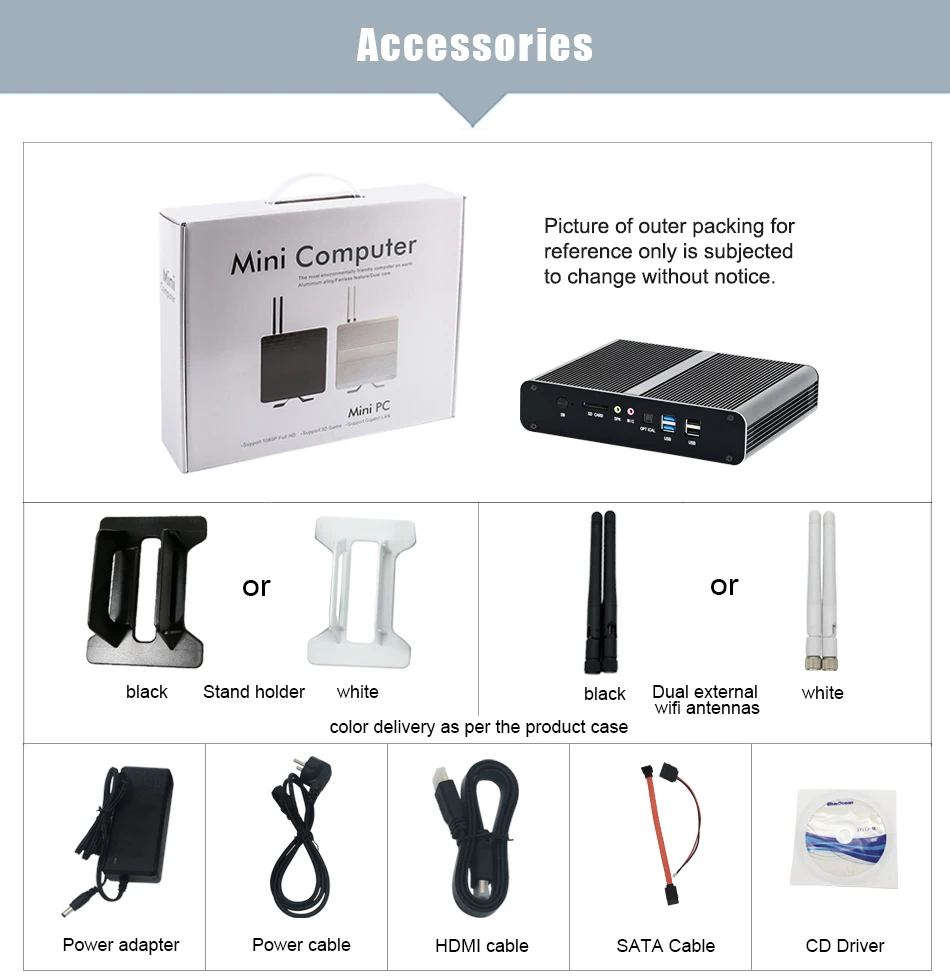 Мини-ПК Intel Core i7 10510U 10710U i5 8265U мини-компьютер Nuc 2 * DDR4 M.2 + Msata 5 ''SATA 4K HTPC Nettop HDMI DP -