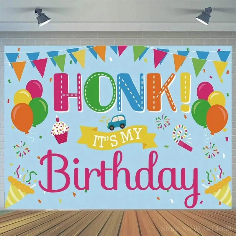 

Honk It is My Birthday Party Decor Backdrops Newborn Baby Kids Event Celebrate Cake Smash Balloons Banner Vinyl Photo Background