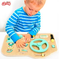 toddler montessori wooden busy board toy simulation car dashboard pretend play game early learning educational toys for kids