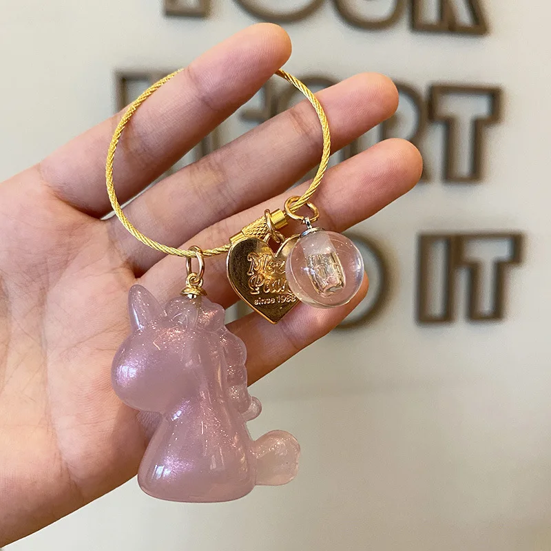 

Lovely Creative Crystal Unicorn Keychain Fashion Boy Girl Exquisite Accessories Couple's Women Bag Car Key Pendant Keyring Gift