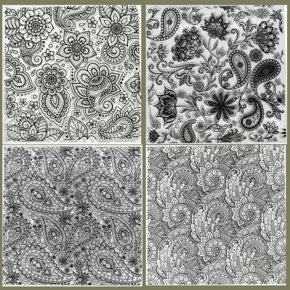 

Mandala Paisley Flower Pattern Clay Texture Sheets Stamp Mat Designer DIY Emboss Polymer Clay Pottery Ceramic Impression Tools