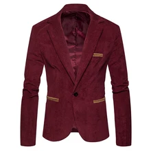 Veste de costume en velours côtelé pour homme, nouvelle marque, solide, Slim Fit, robe à bouton unique, mode homme, Blazer décontracté  (3)