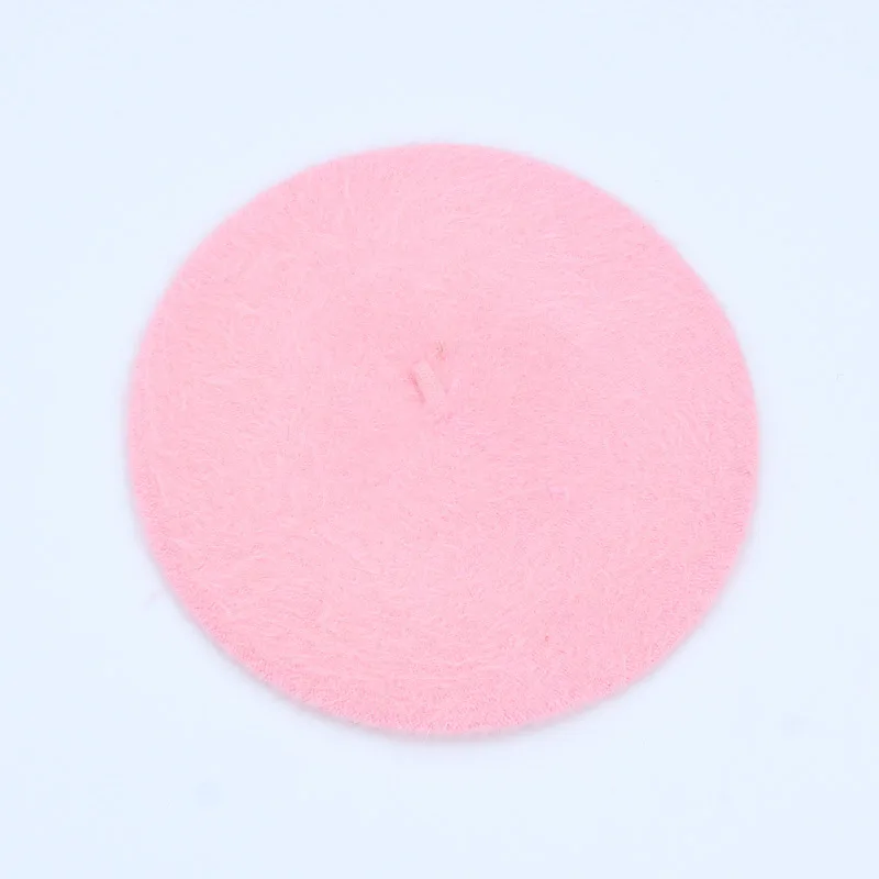 pink 1 шт. женская элегантная разноцветная Шапка-берет из меха кролика - Цвет: pink