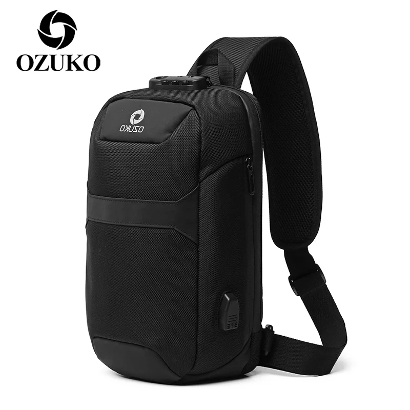 

Сумка-слинг OZUKO мужская с защитой от кражи, водонепроницаемый саквояж кросс-боди с USB-зарядкой, мессенджер для коротких поездок, нагрудная су...