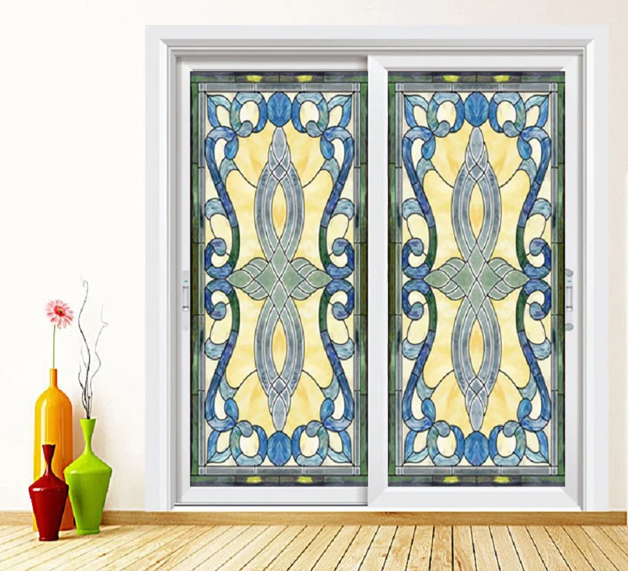 

Custom Size Glass Sticker Static Cling European Style Reusable Decorative Frosted Film For Window Door Cabinet Table 60cmx100cm