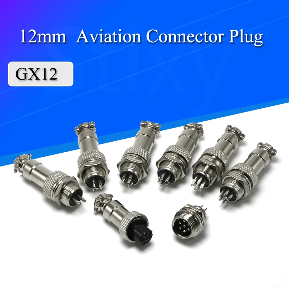 

10Set GX12 2/3/4/5/6 Pin 12mm Aviation Plug Male + Female Socket Connector Screw Thread Mayitr Electrical Supplies 300V 5A