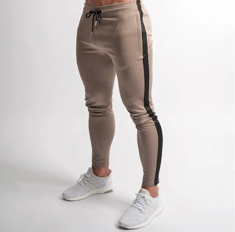 

Mens Pants Skinny Elastic Waist Jogging Striped Side Sports Men Clothing Sweatpants Tracksuit Bottom Joggers Men Pants