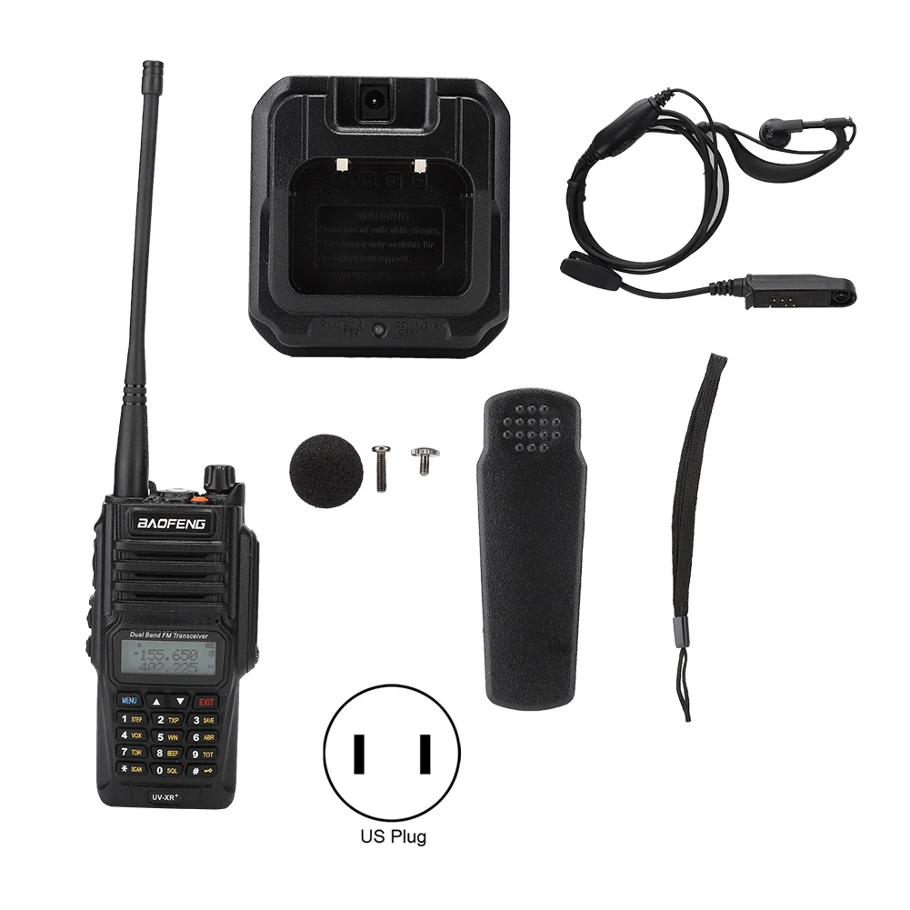 

For Baofeng UV-XR PLUS Waterproof Built-In LED Flashlight Walkie Talkie + Earphones 100-240V Walkie Talkie With Earphone