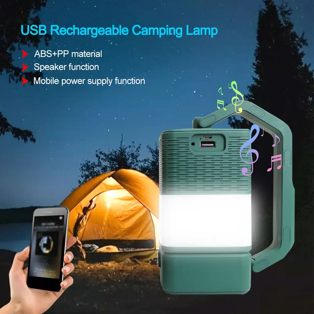 

4 in 1 ​​​​Outdoor Camping Light USB with Bluetooth Speaker Portable Tent Mobile Power Bank Small Table Lamp