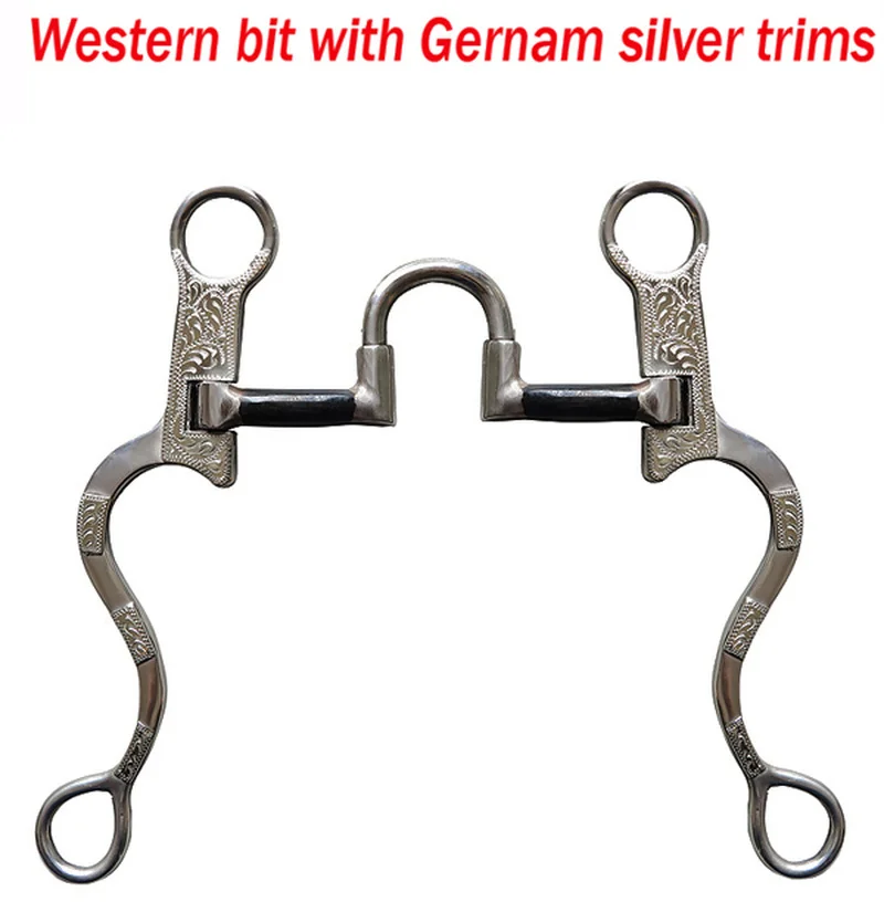 

127mm/125mm High-quality Western Spurs Equestrian Horse Bits Stainless Steel Surface Inlaid with Carved Silver Riding Crop S