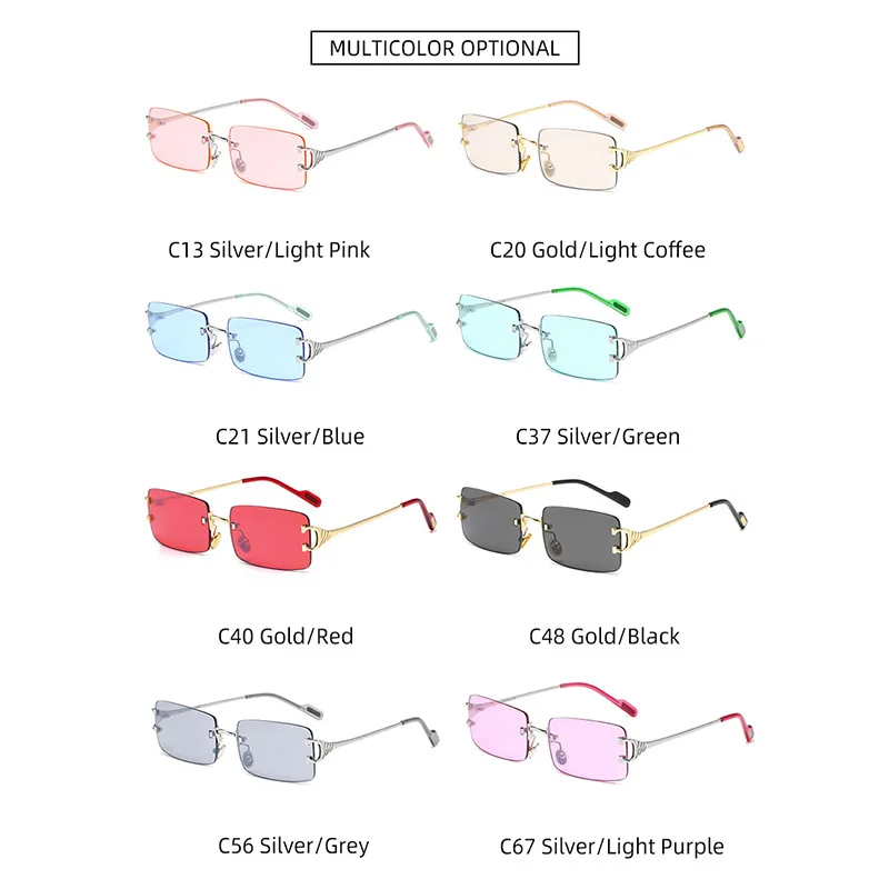 

Trendy Cut Edge Rimless Women's Sunglasses Small Square UV400 Anti-Glare Eyewear Driving Fishing Men's Sun Glasses