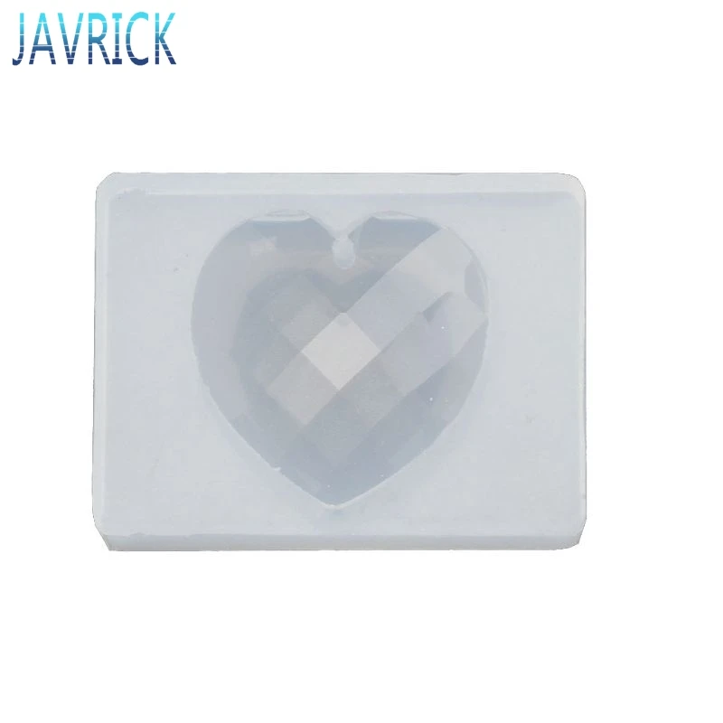 Граненый кулон в форме сердца с отверстием для вешалки полимерная форма