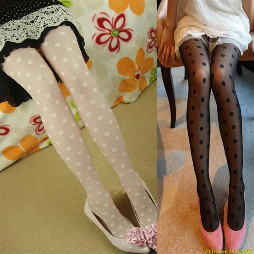 LJCUIYAO горошек узорные женские колготки модные милые девушки черные сексуальные
