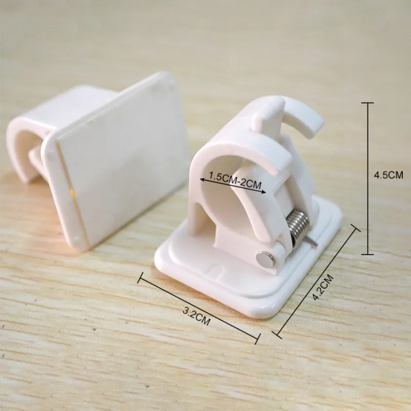

2pcs Nail-Free Adjustable Curtain Rod Holder Clamp Hooks Rod Bracket Holders Adhesive Wall Curtain Fixed Clip Hanging Rack Hook