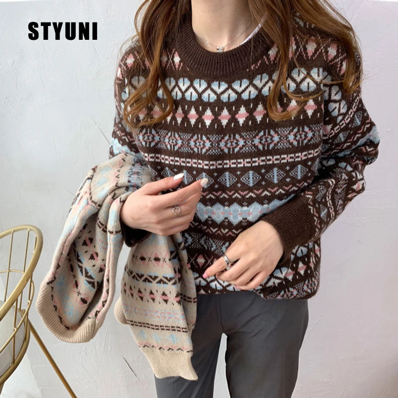 Retro sweater women's design sense 2020 autumn and winter Korean casual long-sleeved loose O-neck pullover | Женская одежда