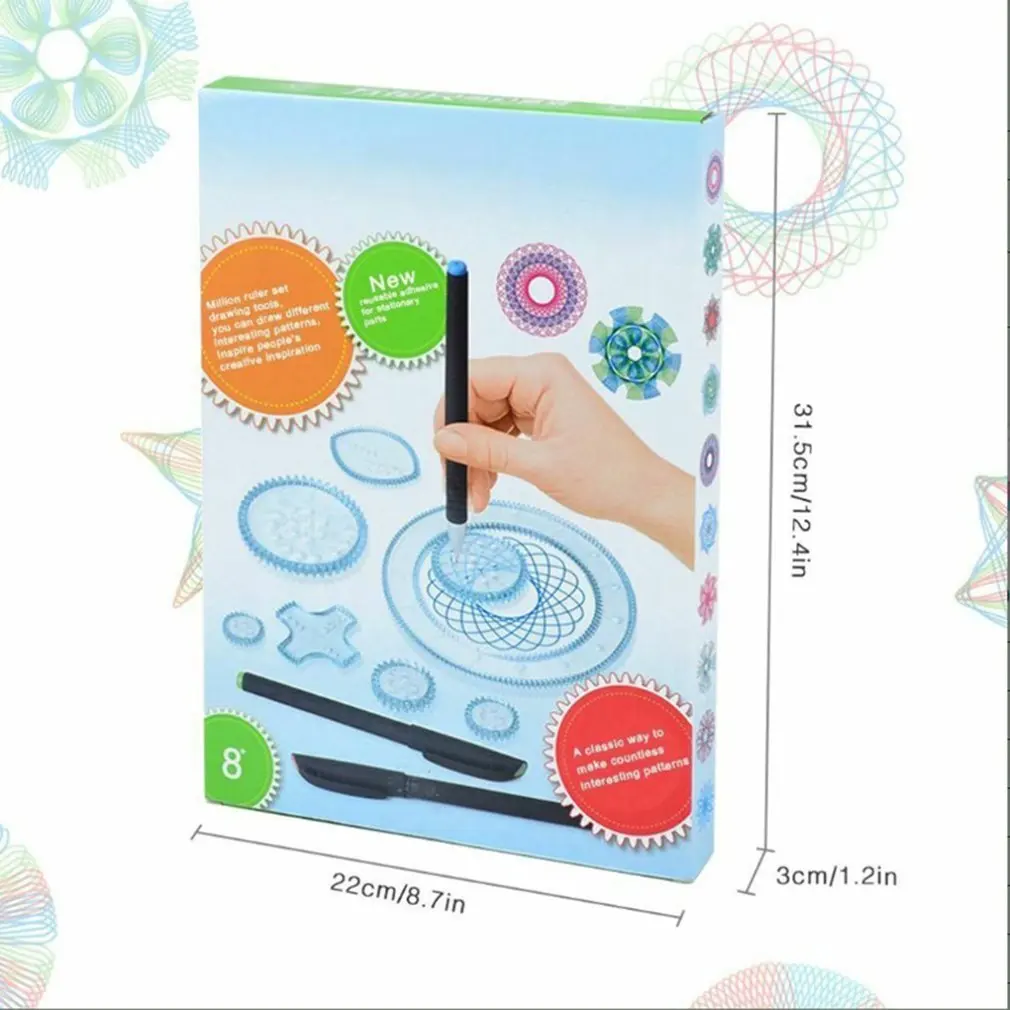 

Original Spirograph Rails Design Tin Draw Drawing Kids Create Toys Uk Million Flower Ruler Drawing For Children School Kids