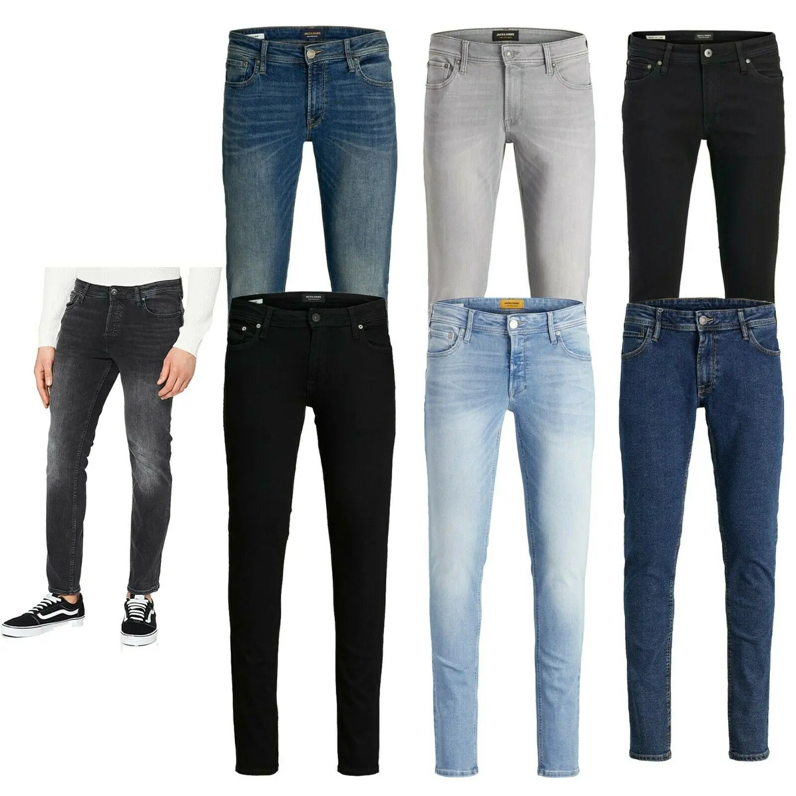

Мужские облегающие джинсы стрейч Jack Jones, синие джинсовые брюки, повседневные брюки