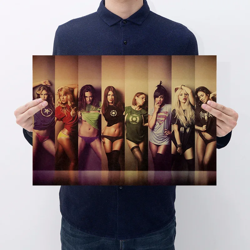 

Sexy beauty kraft paper poster room decorative painting art wall stickers 50.5x35cm