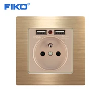 fiko 16a france plug wall power socket with usb stainless steel panel port outlet wall charger adapter led indicato