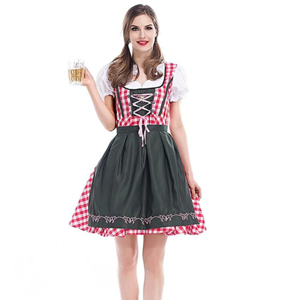 

Traditional Oktoberfest Costume German Bavarian Dirndl Dress Parade Tavern Beer Waitress Beer Girl Outfit Cosplay Party Dress