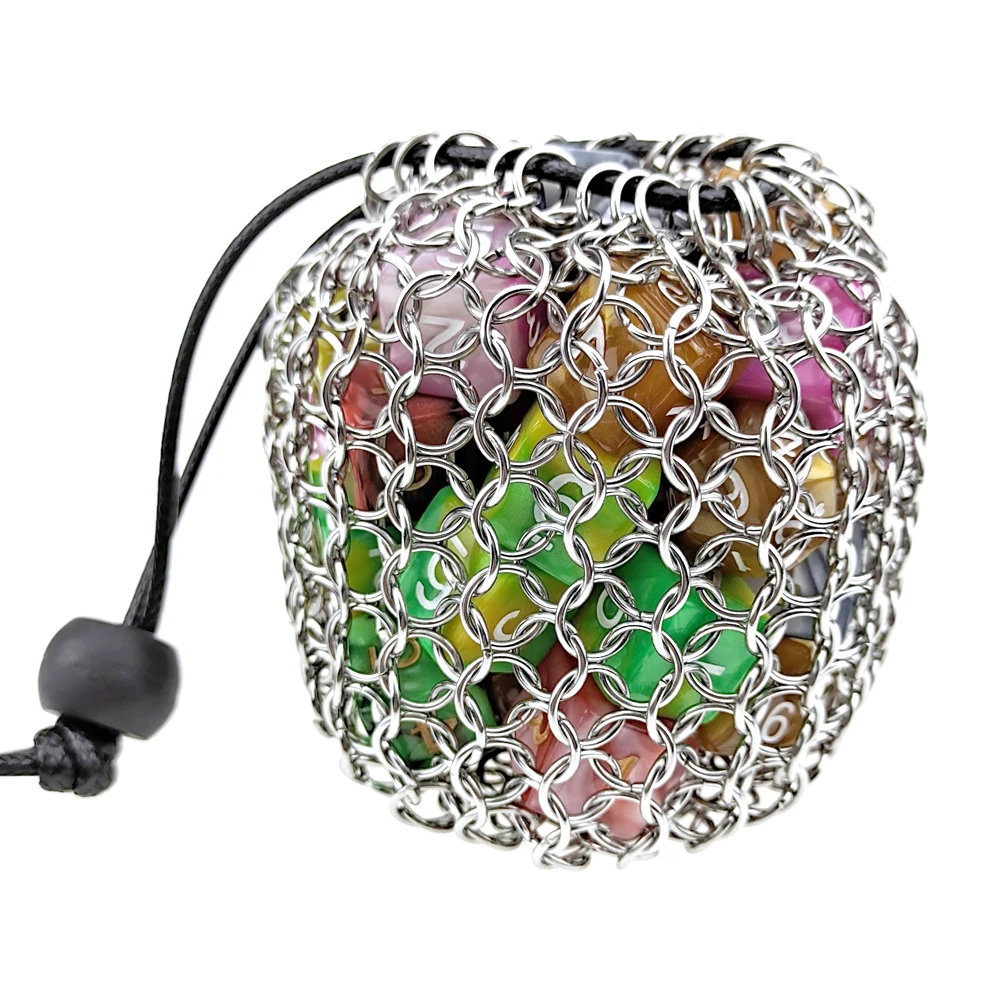 Сумка для костей Chainmail Вмещает около 49 игральных из нержавеющей стали кошелек