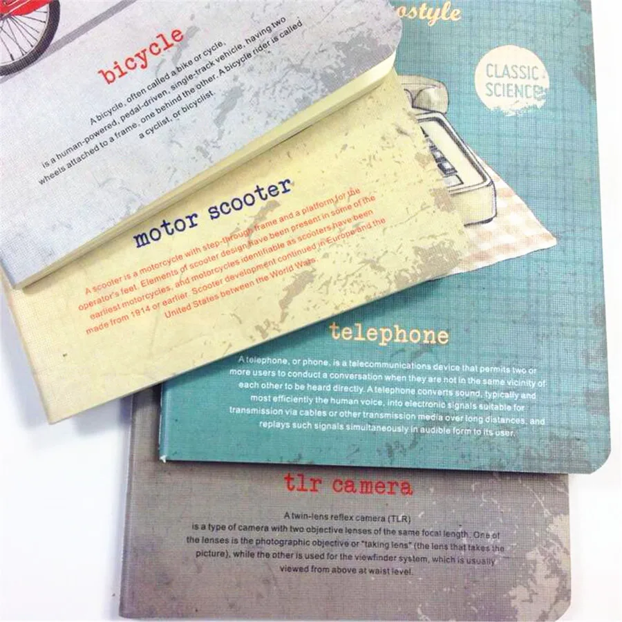 1pcs/lot classic & retro old science notebooks diary paper pad marker memo book school and office supplies |