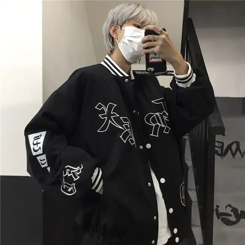 

Baseball uniform coat han edition ins retro men's and women's spring 2021 new embroidery loose bf sweethearts outfit jacket