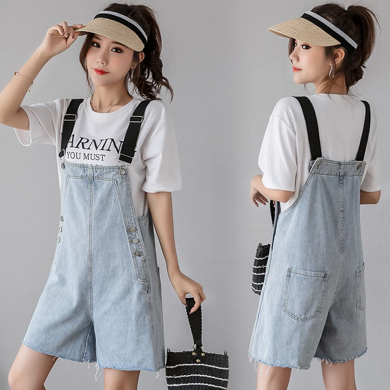 

Jean suspenders loose nifty Korean version of jumpsuit shorts, jumpsuit 2020 students slim blue hot pants