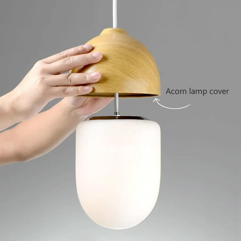 Подвесная лампа для маленьких грибов с орехами и желудем стеклянный молочный шар