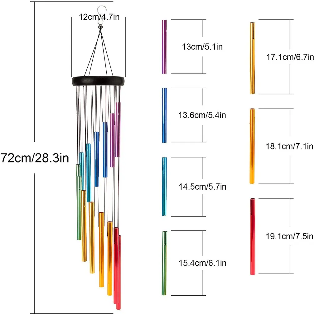 

Outdoor Wind Chimes With 14 Colorful Aluminum Alloy Tubes Home Decoration Perfect Gift Livingroom Decoration