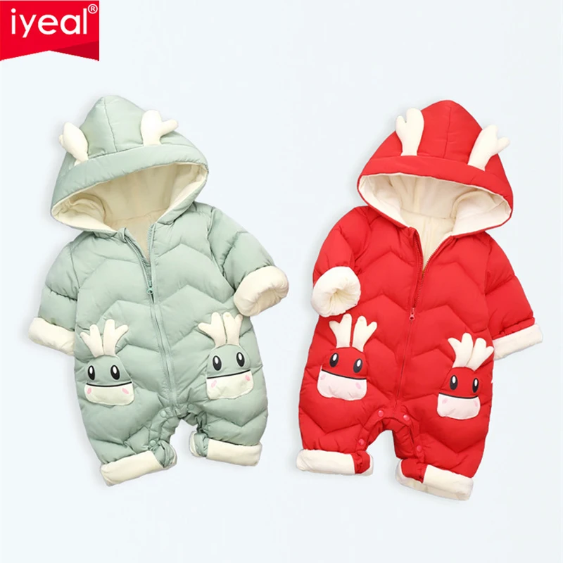 Зимний комбинезон IYEAL для новорожденных бархатный зимняя одежда пальто с
