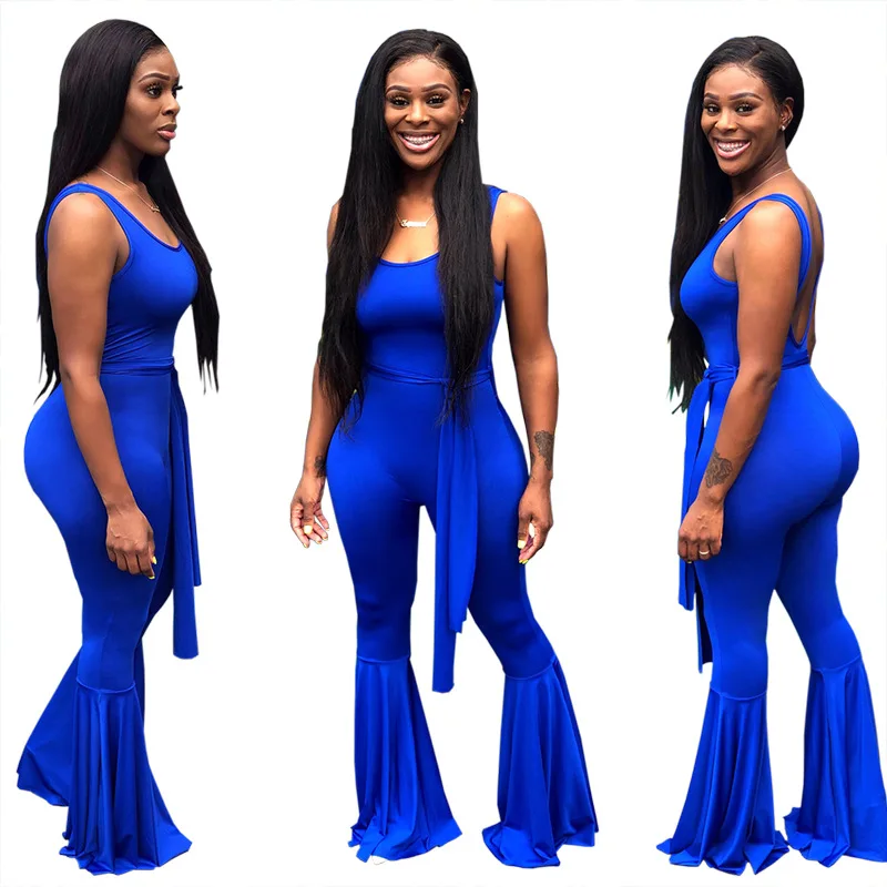 

solid color Flare Leggings Jumpsuit Sleeveless Tights Jumpsuit Sexy