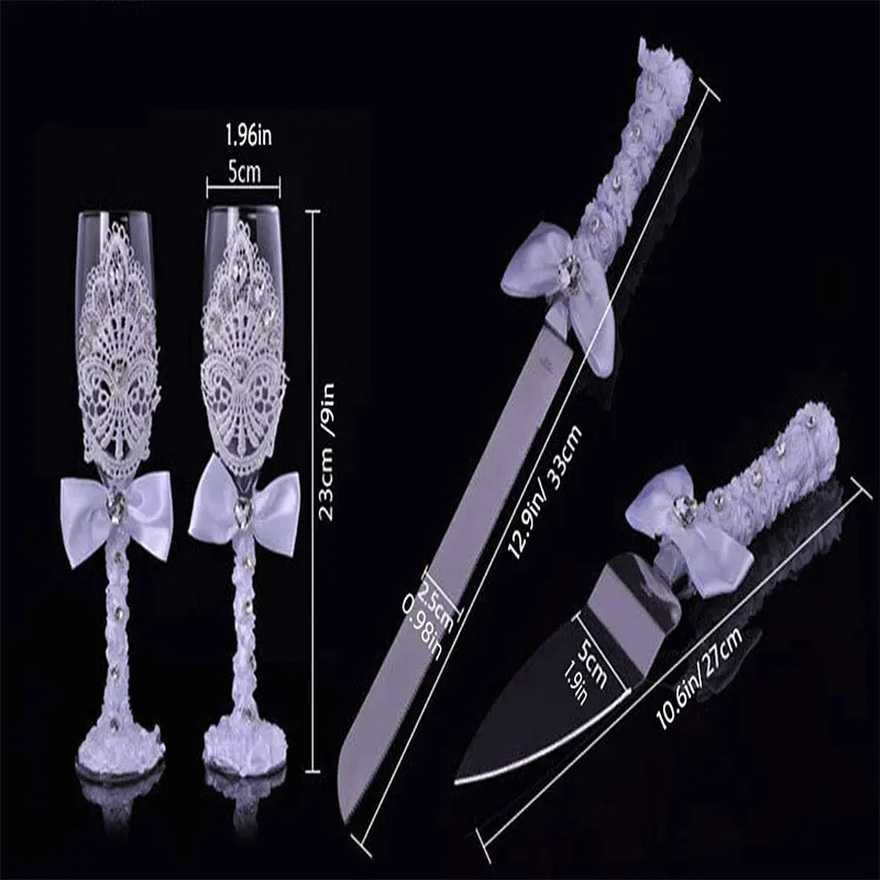 Свадебные принадлежности нож для торта набор сервировки пирогов и бокалы