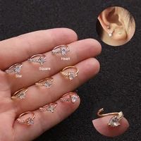 1pc inlaid cz nose ring heart shaped piercing earring stud fashion puncture cartilage earrings piercing jewelry