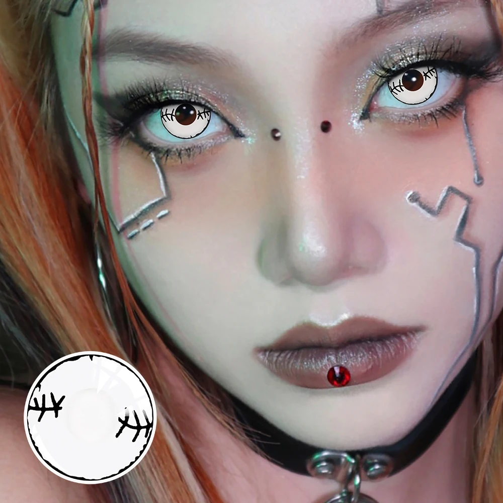 fresh lady official cosplay contact colored lenses for eyes white series 1pair multicolor lens soft yearly pupils beauty makeup free global shipping