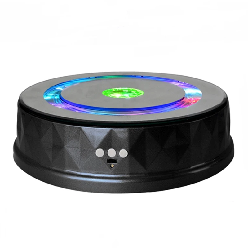 

2021 New Electric Turntable Display Stand Colorful Light 360 Rotating Table Watch Bracelet Jewelry Holder for Photography Props