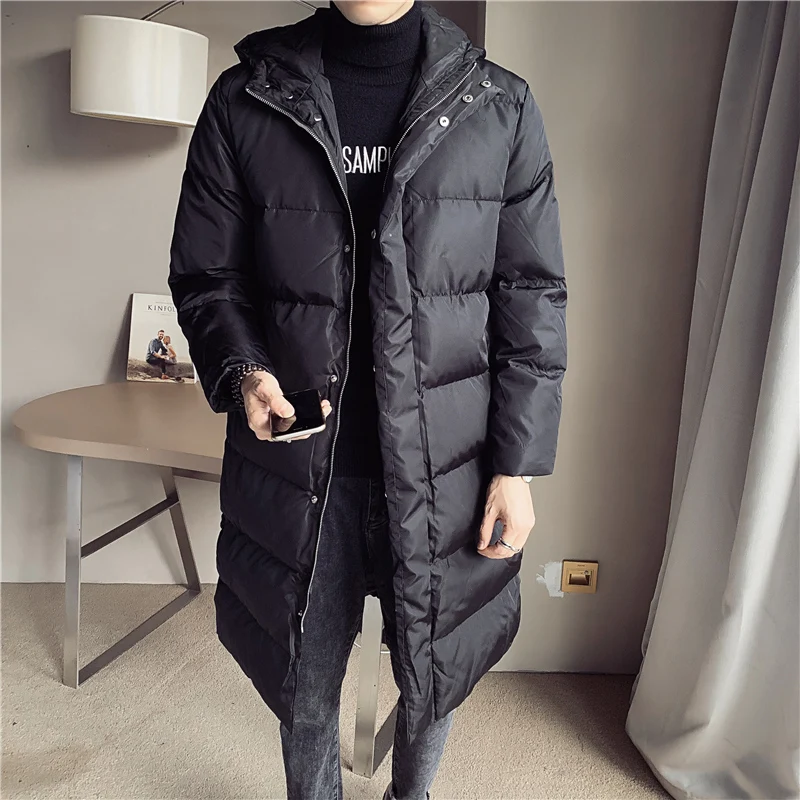 

Мужская Зимняя парка, длинная мужская уличная куртка с меховым воротником, модная одежда, плотное пальто, длинная куртка для холодной погод...