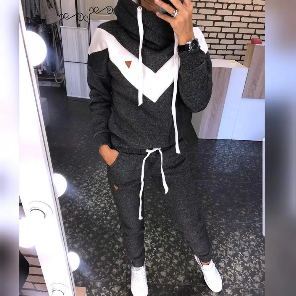 Европейский и американский комплект из 2 предметов однотонная спортивная одежда