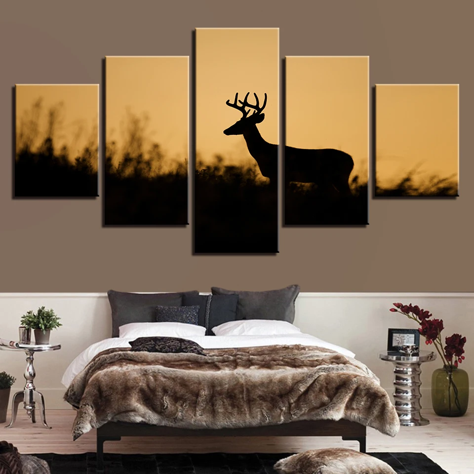 Animal Print Bird Dog Cat Lion Bear Canvas Paintings Poster Wall 5 Panel Home Decorations Living Room Abstract 9 | Дом и сад