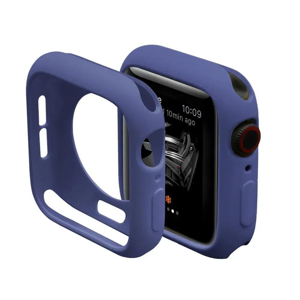 Синий Чехол для Apple Watch, версии 5/4/3/2/1 40 мм 44 нуля; Цвет Розовый Красочный мягкий чехол s для наручных часов iWatch, версия 3, 2, 42 мм, 38 мм - Цвет: Синий