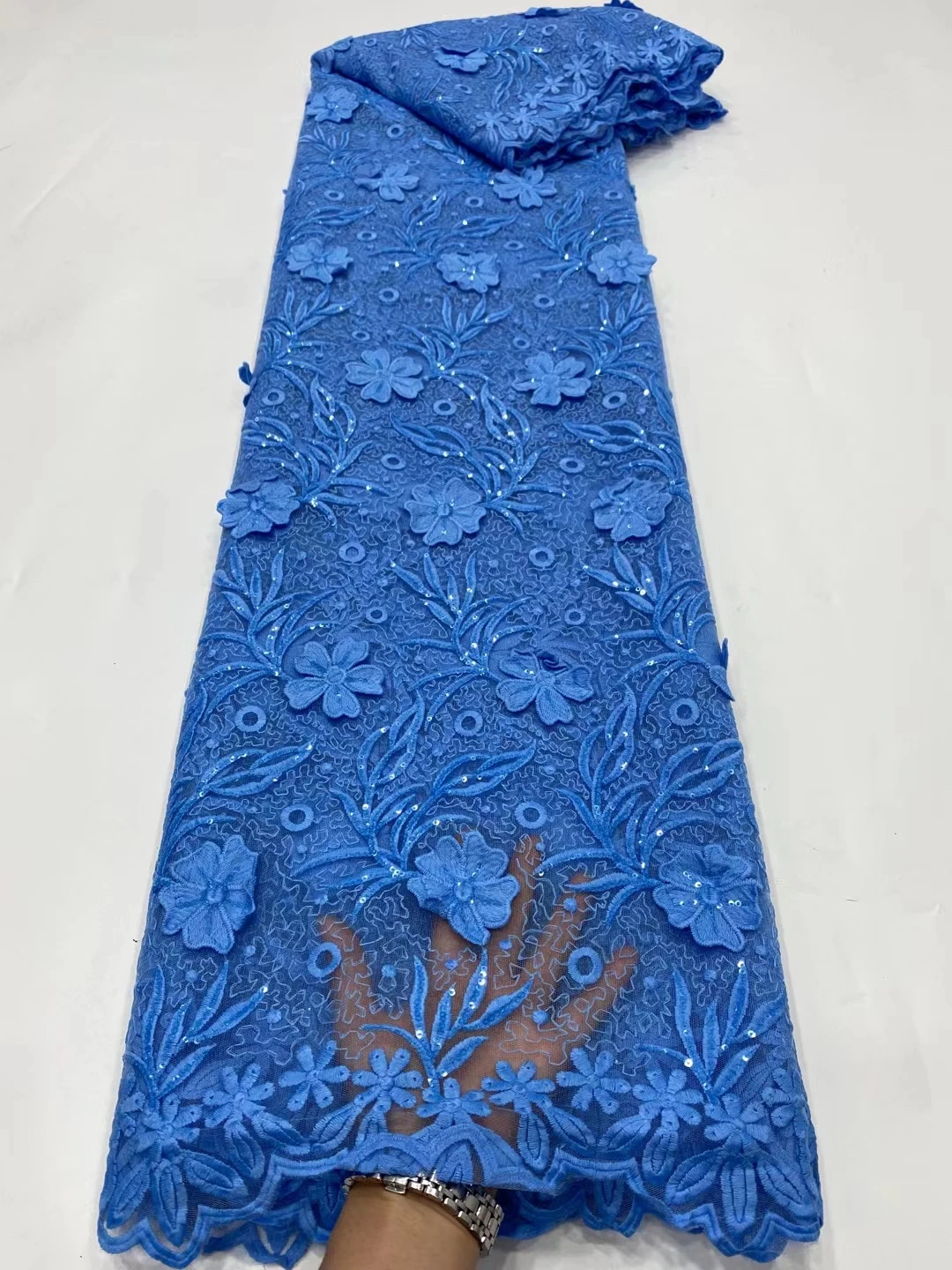

Pure Color French Lace Fabric for Wedding Party Dress Fashionable African Tulle Lace Fabric 5 Yards for DIY Evening Gown XDPN16