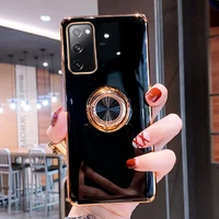 plating magnetic phone case for samsung galaxy s20 fe s20fe s21 s10 plus a52 a72 s note 20 ultra 10 cover with ring holder stand