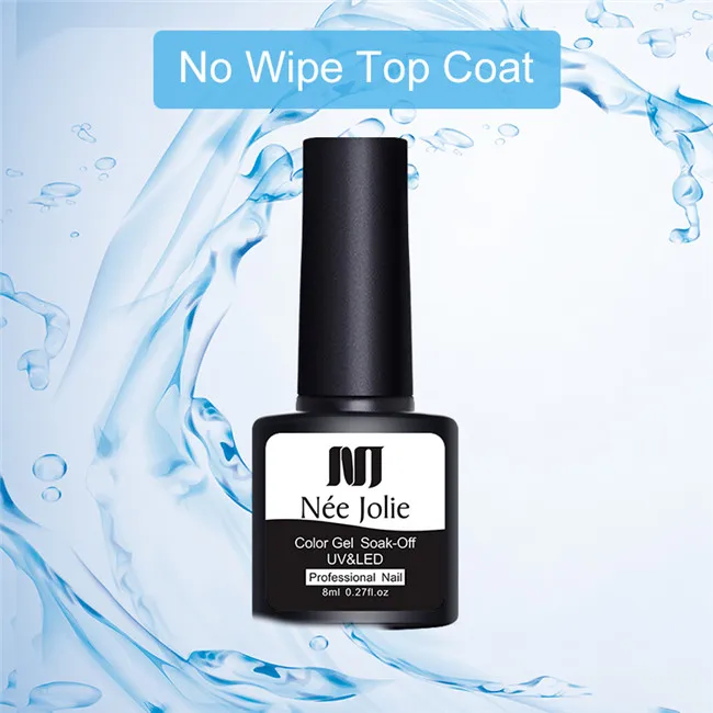 no wipe top coat NEE JOLIE 8 мл; Гель-лак для ногтей лак для маникюра Полупостоянный гель uv Vernis светодиодный гель лак удаляющийся замачиванием Гель-лак для ногтей инструменты для дизайна ногтей - Цвет: no wipe top coat