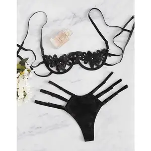 Женское сексуальное белье, кружевное атласное ажурное цветочное прозрачное кружевное белье, бюстгальтер, комплект нижнего белья, эротический сексуальный костюм